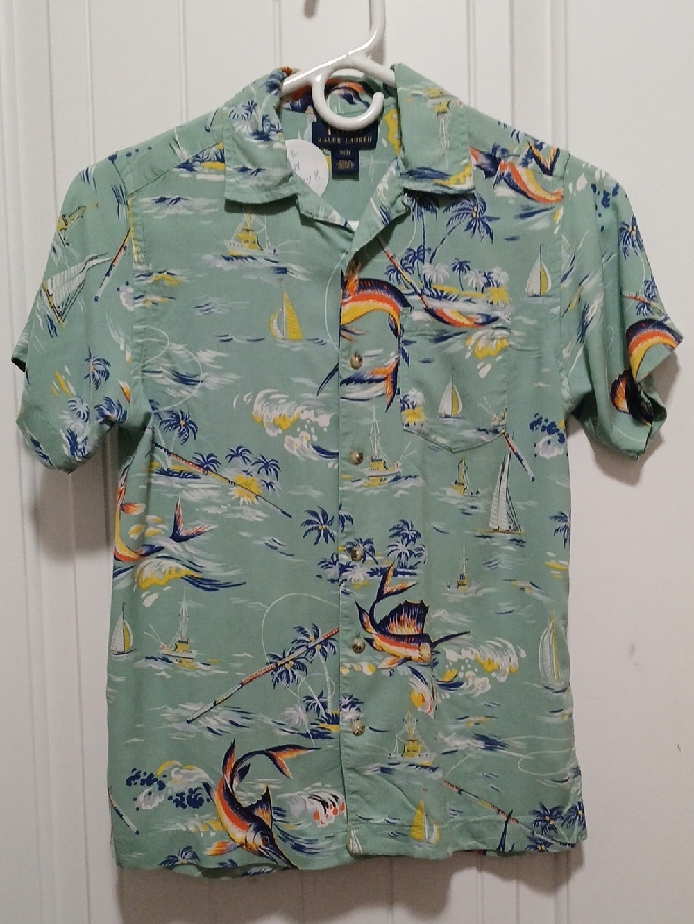 Ralph Lauren Mint Green Hawaiian-Style Short Sleeve Button Shirt